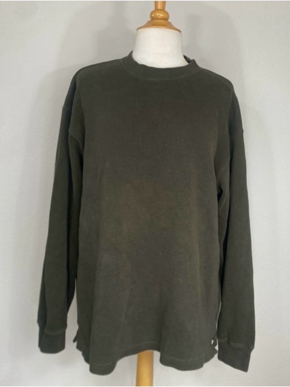 J. Crew Mens Olive Soft Cotton Thick Knit Thermal Shirt Size XL Casual Cabincore